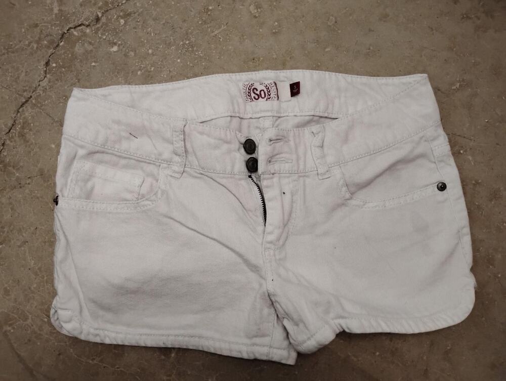 Size 5 So Brand Junior's White Denim Double Button Micro Chino Short Shorts